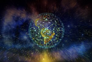 Globe with connections between countries
