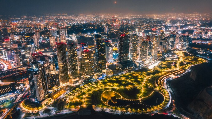 Mexico City cityscape at night