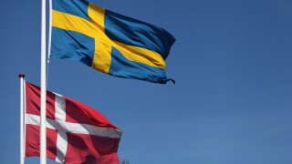 Denmark and Sweden - flags greeting the event