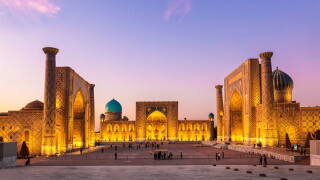 View of Registan square in Samarkand - the main square with Ulug