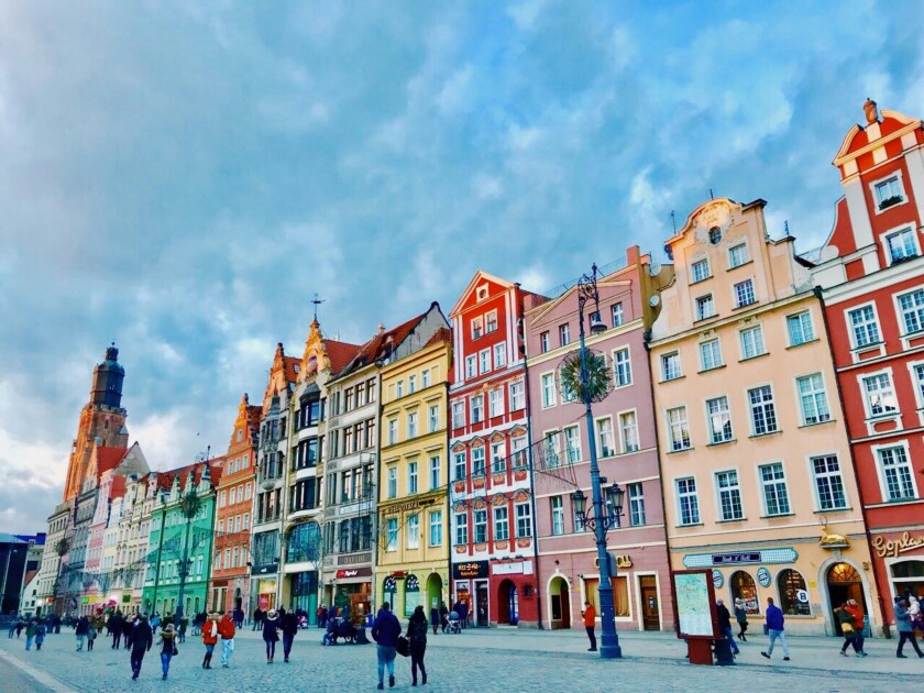 Colourful shopfronts in Wroclaw, Poland
