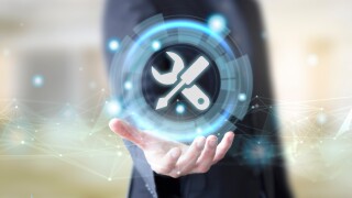 businessman with digital technology tools repair concept