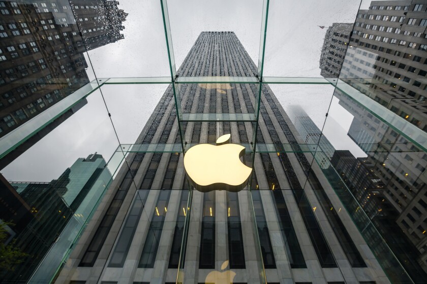 Apple Store logo at the entrance to the Apple Store