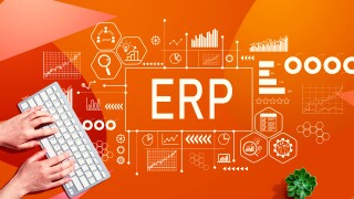 ERP theme with person using computer keyboard