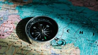 Map of China with compass