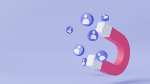 Magnet attracting people. Digital social marketing, Customer att