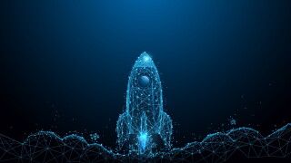 Rocket launch. Business startup concept form lines, triangles an