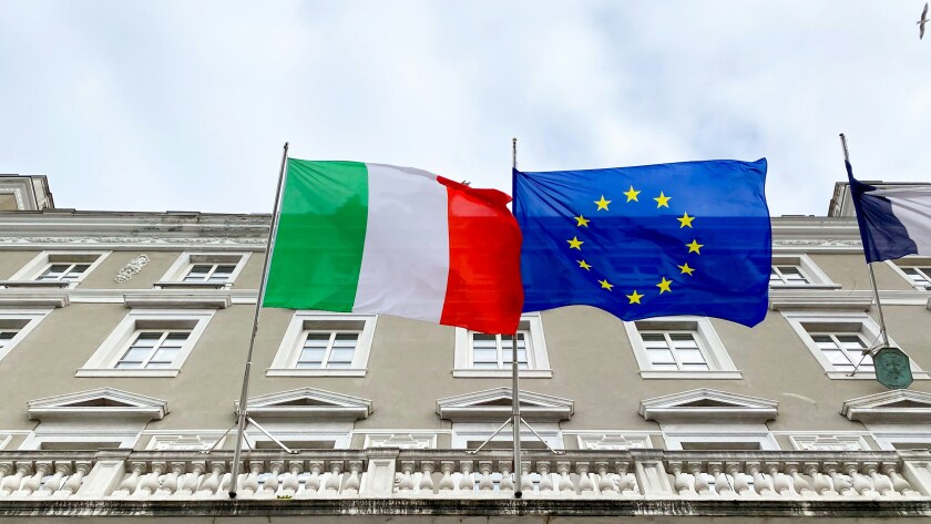 Italy and EU flags