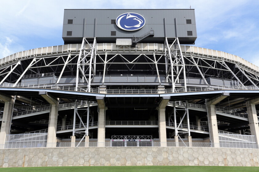 University Park, PA, USA - JUNE 21: The outside of Beaver Stadium in University Park, Pennsylvania on June 21, 2018. Beaver Stadium is the home stadium of the Nittany Lions NCAA football team.
