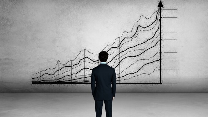 Businessman and chart of investment performance