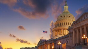  US Capitol building at sunset, Washington DC, USA. 