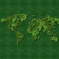 Green World Map-  tree or forest shape of world map isolated on white background. World Map Green- Earth day or environment day Concept. World map made up of various detailed trees on solid white.