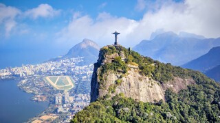 Aerial view of Christ the Redeemer and Rio de Janeiro city