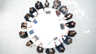 view from the top.meeting of shareholders of the company at the round - table.
