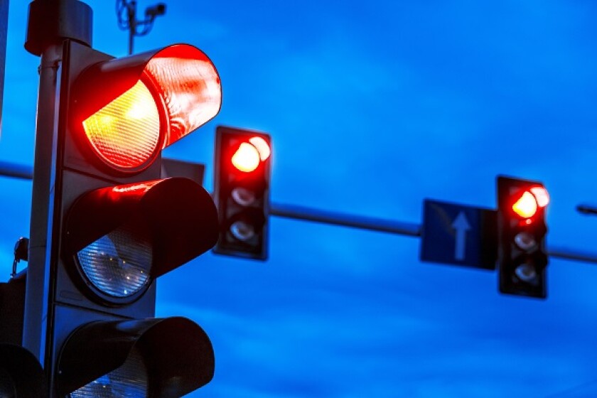 Traffic lights over urban intersection