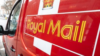 London. UK-01.13.2022. The Royal Mail logo, trademark on the side of a delivery vehicle.