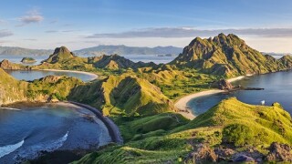 Landscape view from the top of Padar island in Komodo islands, Flores, Indonesia.