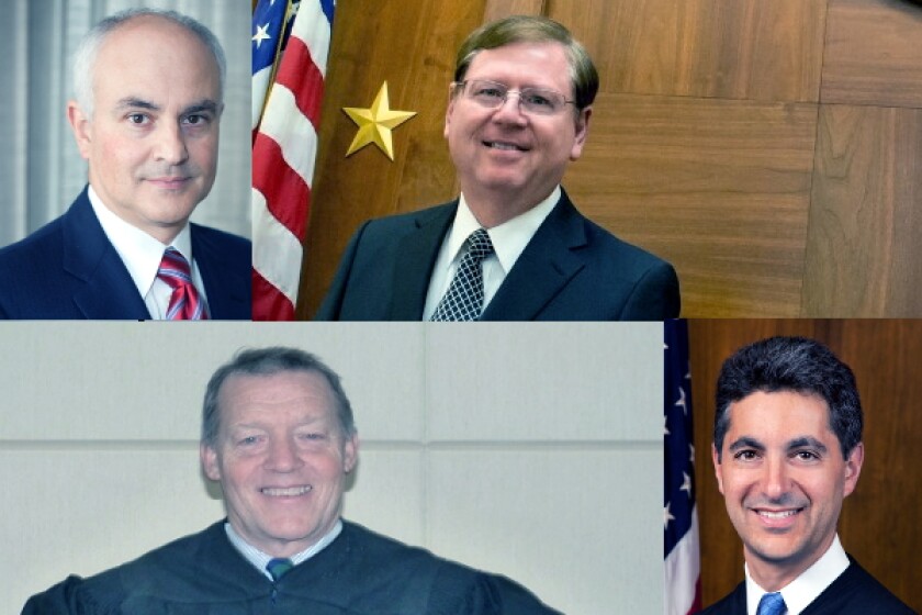 Clockwise from top left: James Donato (ND Cal), Rodney Gilstrap (ED Tex), Len Stark (D Del), Alan Albright (WD Tex)