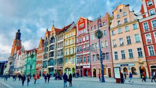 Colourful shopfronts in Wroclaw, Poland