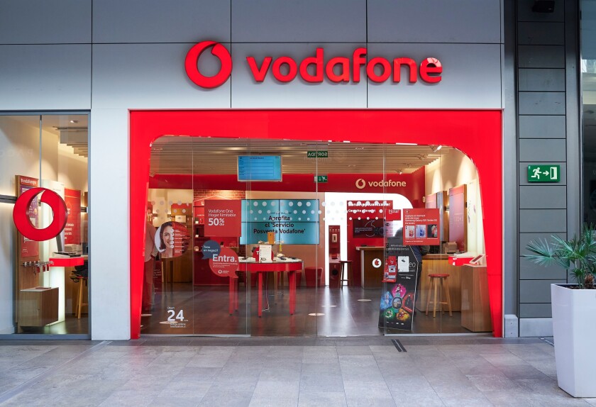 BARCELONA, SPAIN -02/05/2021- Vodafone store inside a shopping mall