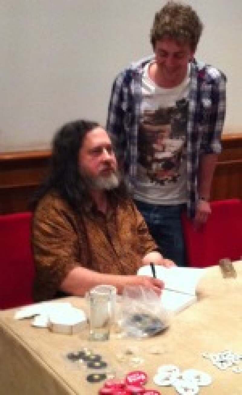 Richard Stallman signing autographs on Monday