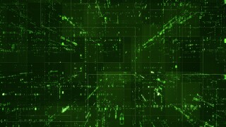 Digital binary code matrix background - 3D rendering of a scient