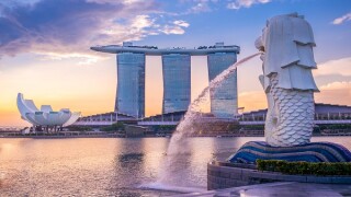 silhouette of Merlion Statue