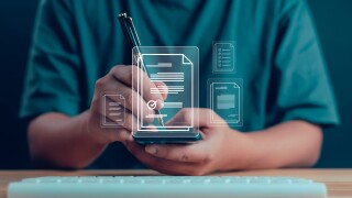 Businessman working on document management, files, data, folders, share, digital, data, electronic document management, database, online documents, paperless office concept.