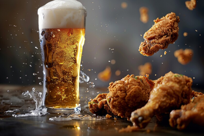 Fried chicken with beer