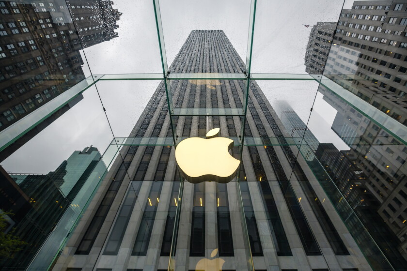 Apple Store logo at the entrance to the Apple Store