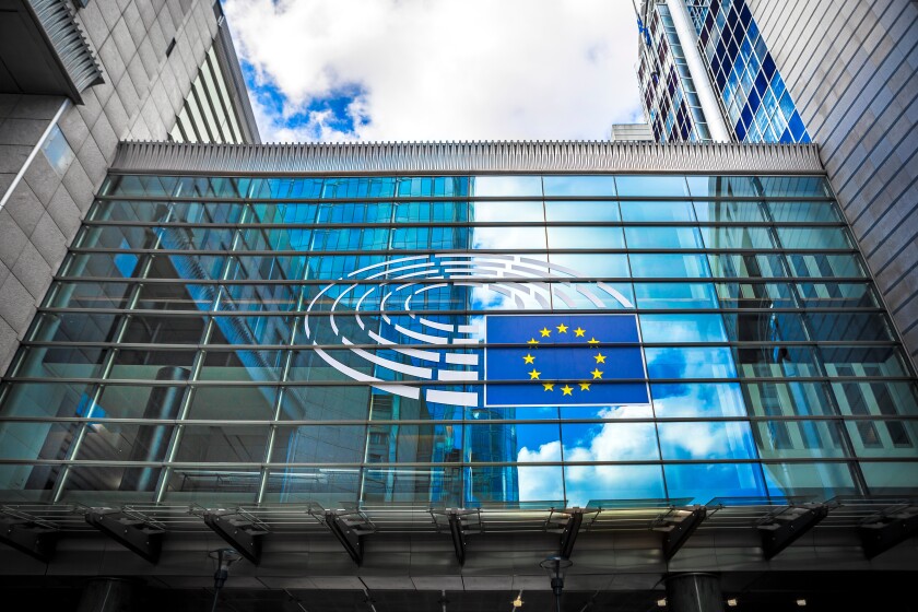 The European Parliament building in Brussels, Belgium