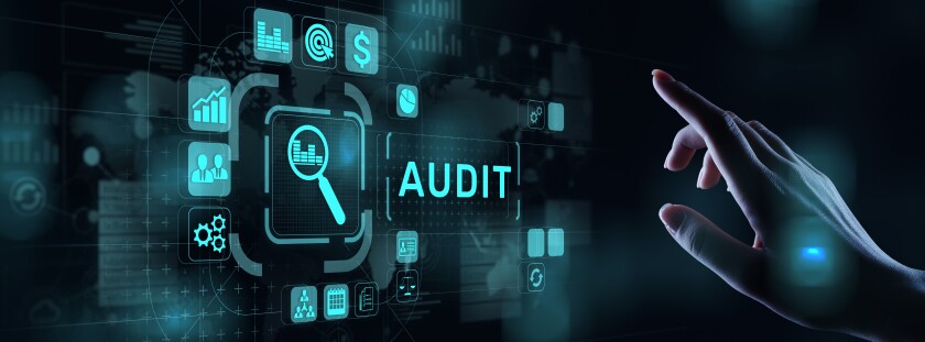 Audit - official financial examination for business as concept on virtual screen.