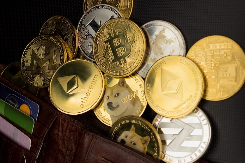 Stack of cryptocurrencies