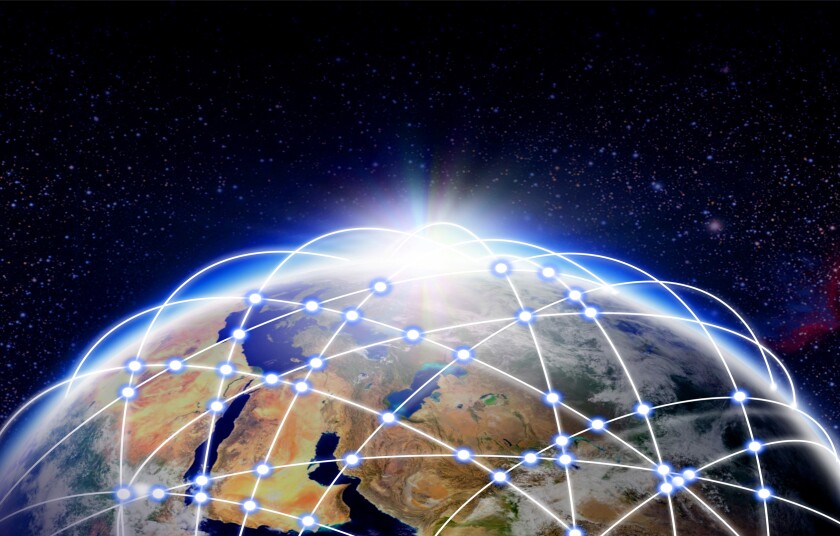 Globe with connections between countries