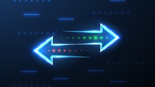 Transfer. Two left right arrows. Data receive, Digital money send, Currency exchange sign. Web trade symbol. File backup, logistic move, big change logo.