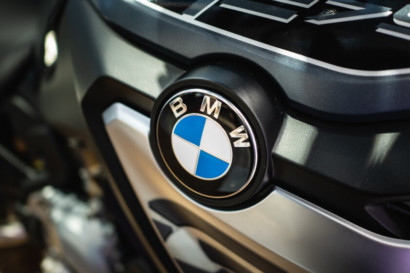 Bangkok, Thailand - February 13, 2019: BMW logo on motorcycle.