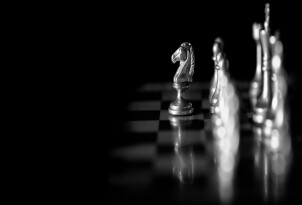 Pieces on chess board for playing game and strategy