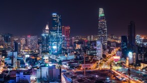 Cityscape of Ho Chi Minh City, Vietnam at night