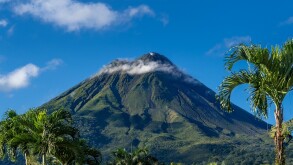 Costa Rica. The Arenal Volcano (Spanish: Volcan Arenal) in north-western Costa Rica in the province of Alajuela. It is an active andesitic stratovolcano.